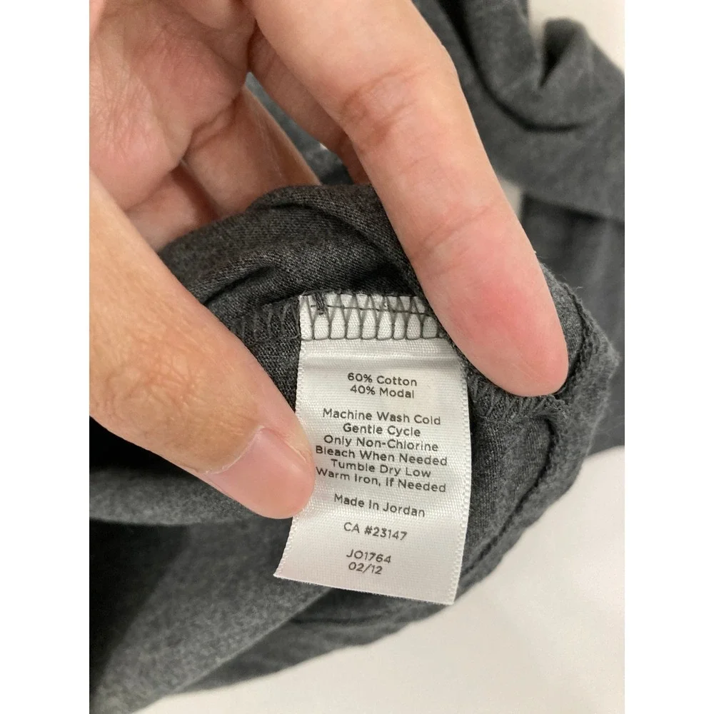 New Talbots Mock Neck‎ Top Large Gray Long Sleeve Cotton Blend Minimalist
